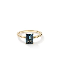 Emerald Cut London Blue Topaz Gemstone Solitaire Ring in 10kt Yellow Gold