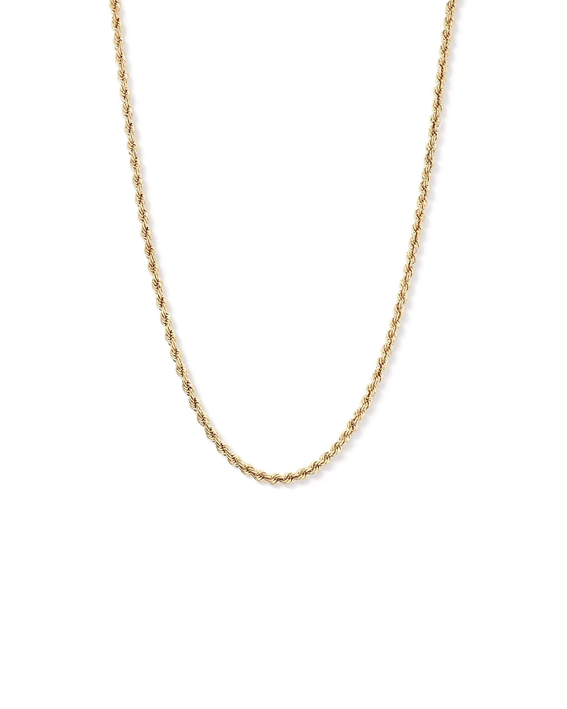 50cm (20") 4.4mm Width Hollow Rope Chain in 10kt Yellow Gold