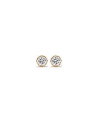 0.25 Carat TW Round Brilliant Diamond Solitaire Bezel Set Stud Earrings in 18kt White Gold