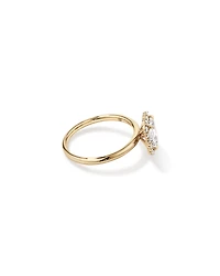 Bague De Fiançailles Halo En Diamant De Laboratoire Taille Émeraude De 1,46 Carat Poids Total En Or Jaune Et Blanc 14 Carats
