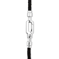 Men's Braided Leather Bracelet with Sterling Silver