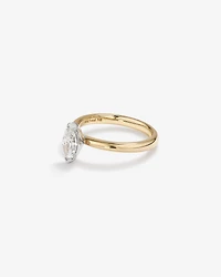 Bague de fiançailles solitaire diamant taille marquise certifiée TW de 0,70 carat en or jaune et blanc 18 carats