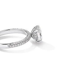 1.95 Carat TW Oval Cut Laboratory-Grown Diamond Solitaire Side Accent Engagement Ring in 14kt White Gold