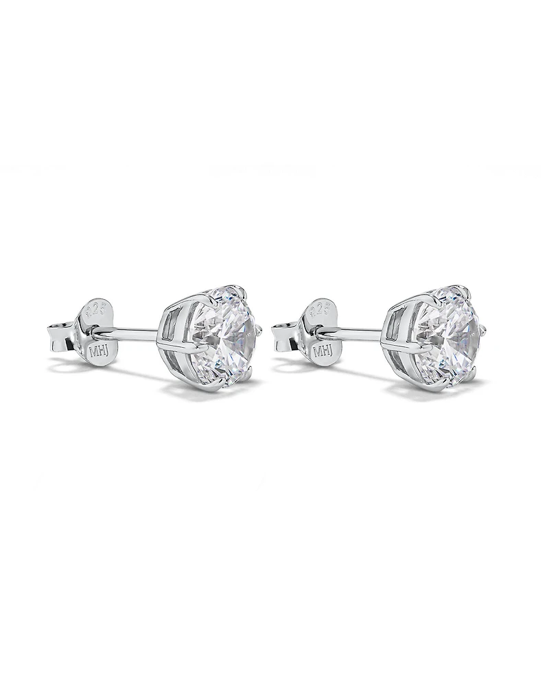 7.3mm Round Brilliant Cubic Zirconia Stud Earrings in Sterling Silver
