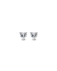 Cubic Zirconia Heart Stud Earrings and Necklace Set in Sterling Silver