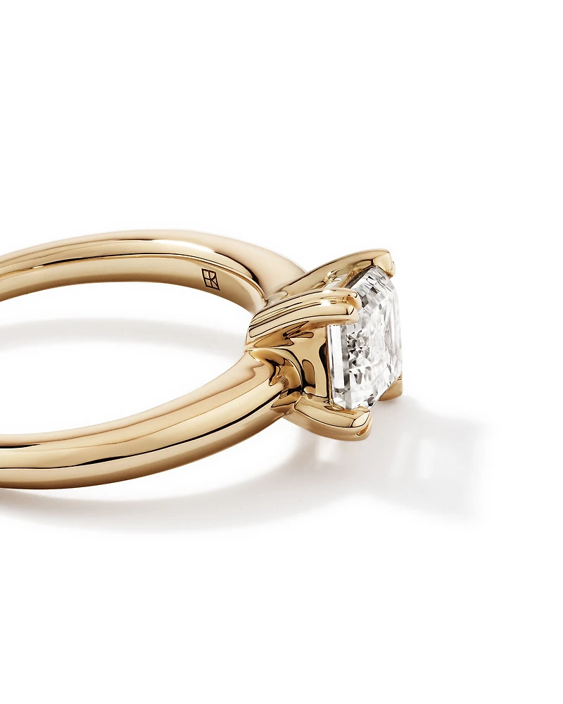 2.00 Carat TW Emerald Cut Laboratory-Grown Diamond Offset East West Engagement Ring in 14kt Yellow Gold