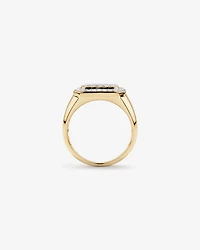 1.00 Carat TW Round Brilliant Diamond Pave Men's Signet Ring in 10kt Yellow Gold