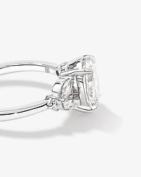1.73 Carat TW Oval Cut Laboratory-Grown Diamond Marquise Cut Side Stone Engagement Ring in 14kt White Gold