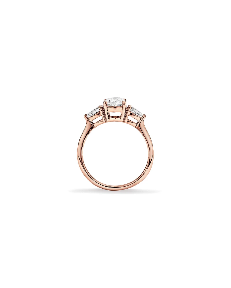 1.65 Carat TW Three Stone Oval and Pear Shaped Laboratory-Grown Diamond Engagement Ring in 14kt White Gold
