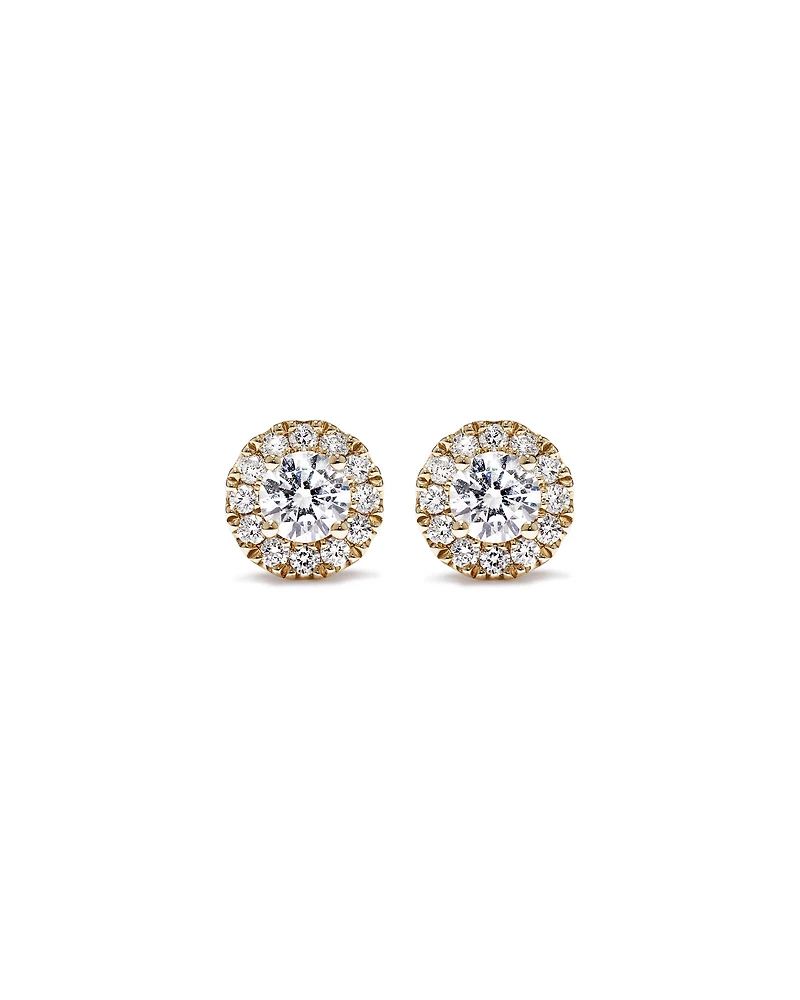 0.50 Carat TW Round Brilliant Laboratory-Grown Diamond Halo Stud Earrings in 10kt Yellow Gold