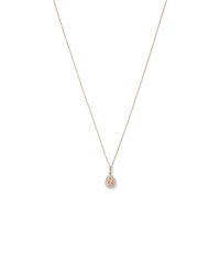 Pear Cut Morganite Gemstone and 0.25 Carat TW Diamond Halo Pendant Necklace in 10kt Rose Gold