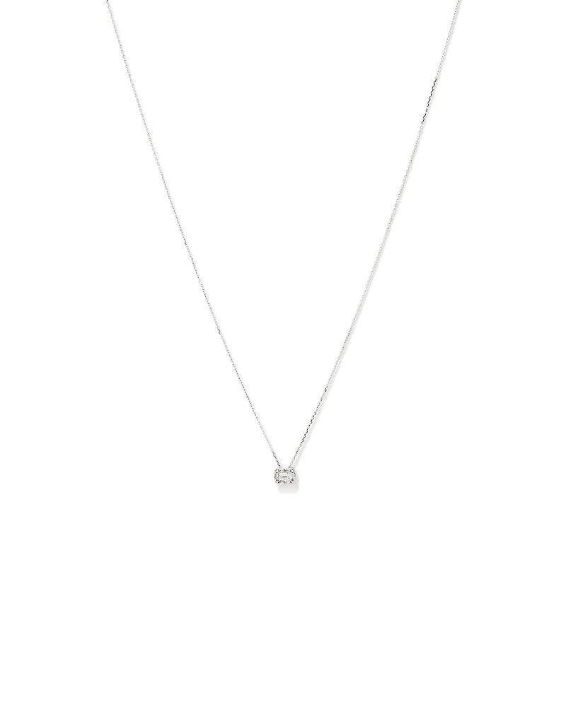 0.28 Carat TW Multistone Emerald Cut Diamond Pendant in 10kt White Gold