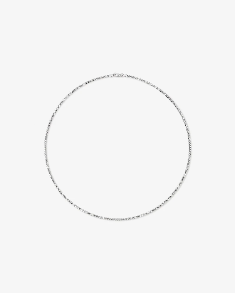 55cm (22") 2.8mm Width Miami Curb Chain Necklace in Sterling Silver
