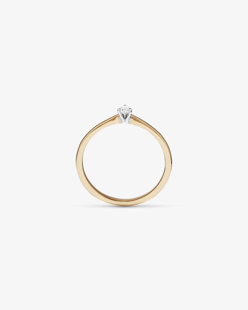 Pear Cut Diamond Solitaire Promise Ring in 10kt Yellow and White Gold