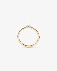 Pear Cut Diamond Solitaire Promise Ring in 10kt Yellow and White Gold