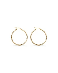 28mm Square Twist Hoop Earrings in 10kt Yellow Gold