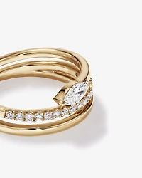 0.43 Carat TW Round Brilliant and Marquise Cut Laboratory-Grown Diamond Bypass Ring in 10kt Yellow Gold