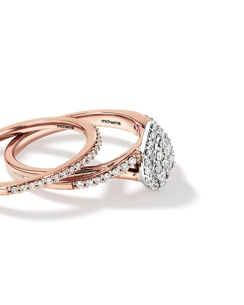 Bridal Set with 0.38 Carat TW of Diamonds in 14kt Rose and White Gold