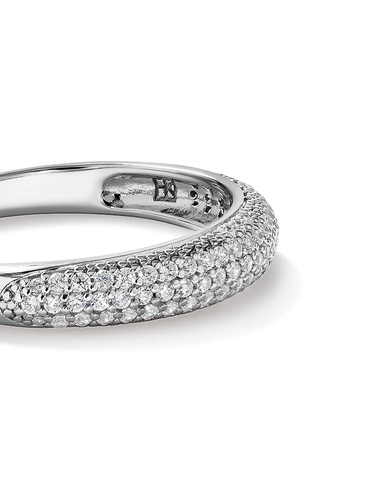 Cubic Zirconia Pave Dome Ring in Sterling Silver