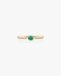 3 Stone Ring with Emerald & Diamonds in 10kt Yellow Gold