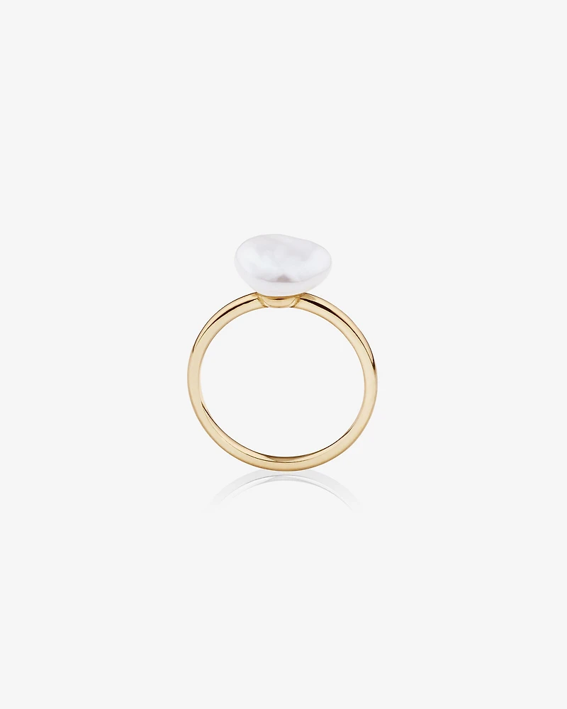 Ring with 9-10mm Cultured Freshwater Baroque Pearls in 10kt Yellow Gold