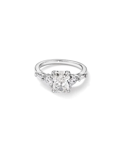2.86 Carat TW Radiant Cut Laboratory-Grown Diamond Fancy Cut Side Stone Engagement Ring in 14kt White Gold