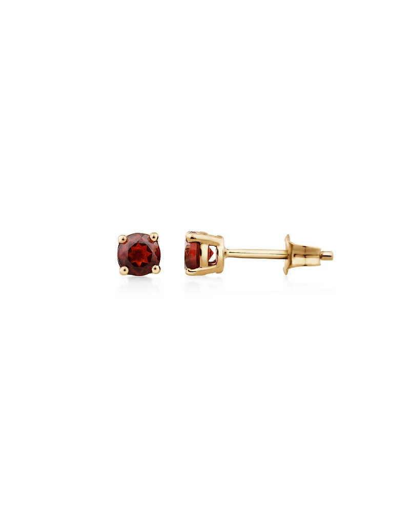 Stud Earrings with Rhodolite Garnet in 10kt Yellow Gold