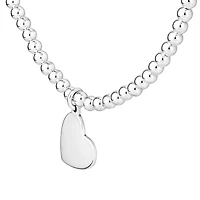 Pendentif cœur gravable en argent sterling avec perles, 45 cm