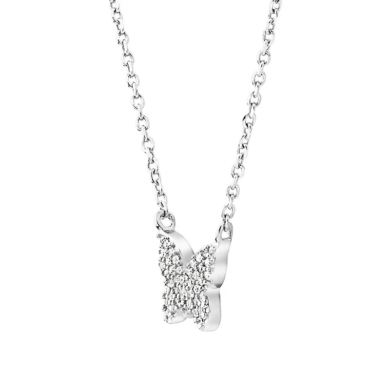 Butterfly Necklace with Diamonds in Sterling Silver