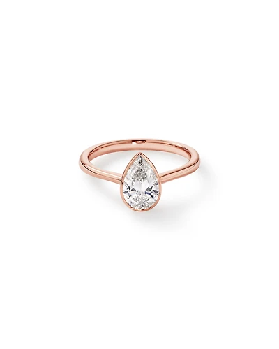 1.25 Carat TW Pear Cut Laboratory-Grown Diamond Solitaire Bezel Set Engagement Ring in 14kt Yellow Gold