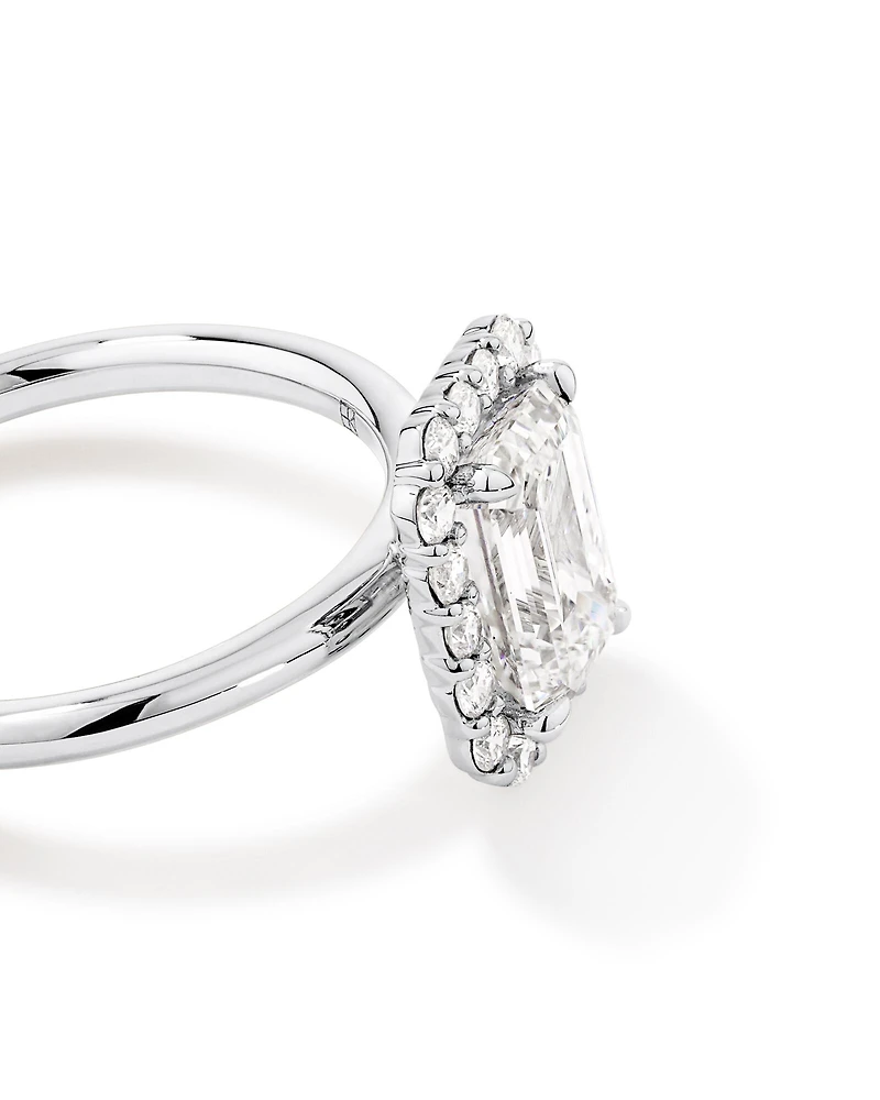 Carat TW Emerald Cut Laboratory-Grown Diamond Halo Engagement Ring in 14kt Yellow and White Gold