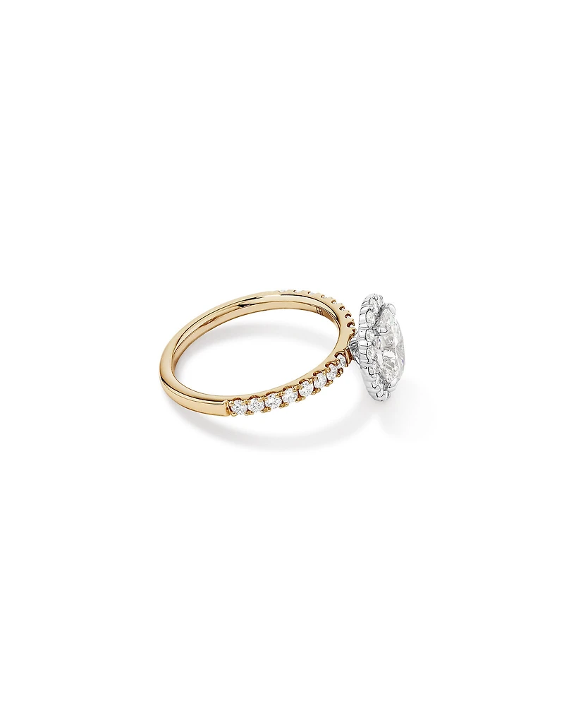 1.78 Carat TW Oval Laboratory-Grown Diamond Halo Engagement Ring in 14kt White Gold