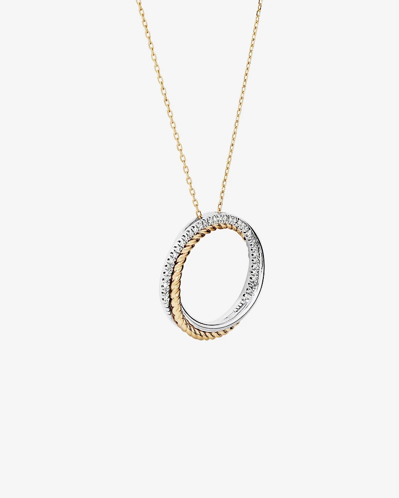 Collier pendentif croisé TW avec diamants TW de 0,11 carat en argent sterling et or jaune 10 carats