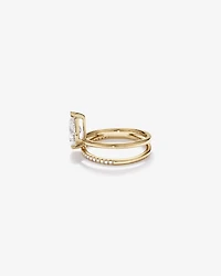 1.87 Carat TW Pear Cut Lab-Grown Diamond Double Band Engagement Ring in 14kt Yellow Gold