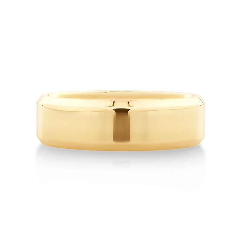 7mm Flat Bevelled Wedding Band in 10kt White Gold