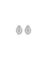 0.45 Carat TW Pear Diamond Halo Stud Earrings in 10kt White Gold