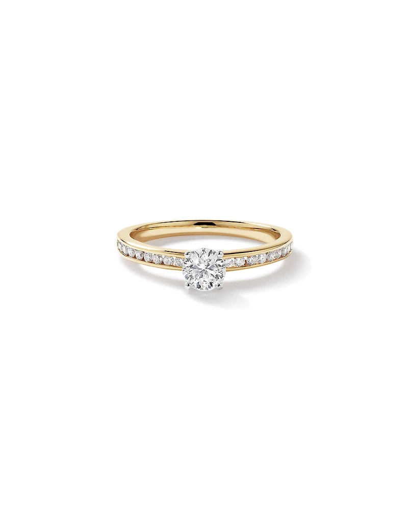 Carat TW Round Brilliant Signature 101 Diamond Ring in 14kt Yellow & White Gold