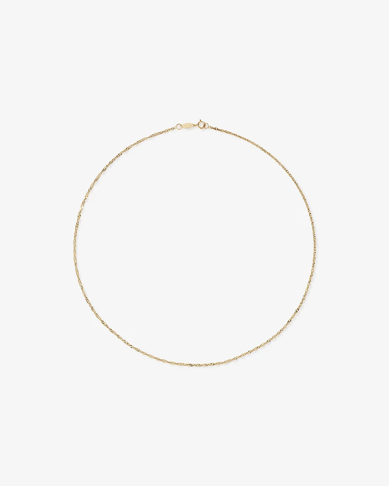 45cm (18") 1mm-1.5mm Width Hollow Singapore Chain in 10kt Yellow Gold