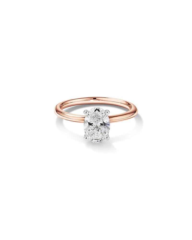 Carat TW Oval Laboratory-Grown Diamond Solitaire Engagement Ring in 14kt White Gold