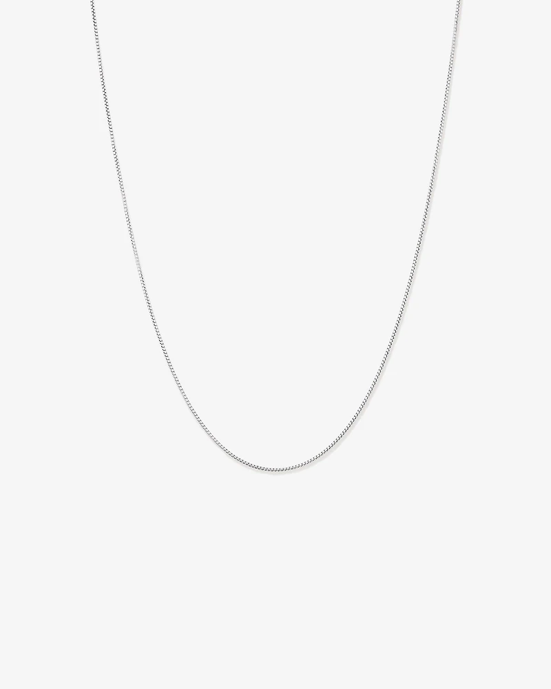 50cm (20") 1.25mm Width Round Box Chain Necklace in Sterling Silver