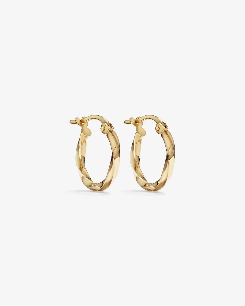 10mm Square Twist Hoop Earrings in 10kt Yellow Gold