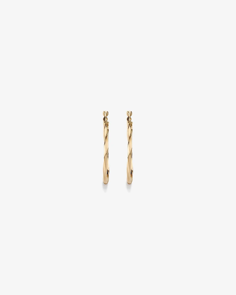 28mm Square Twist Hoop Earrings in 10kt Yellow Gold