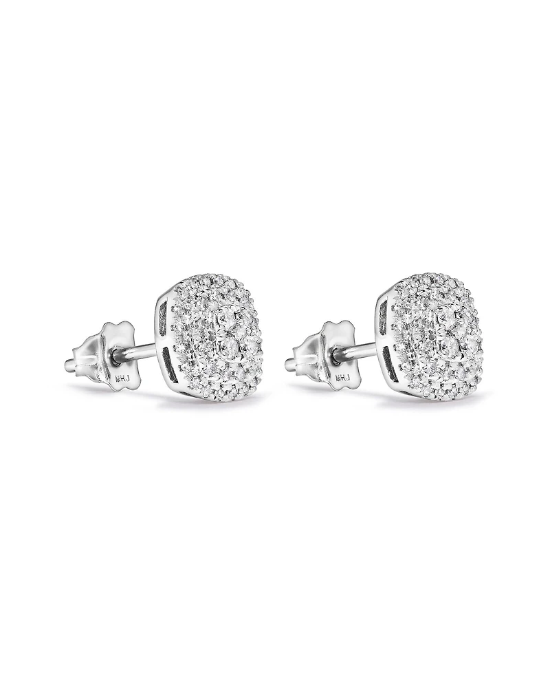 0.30 Carat TW Cushion Shaped Diamond Cluster Stud Earrings in 10kt Yellow Gold