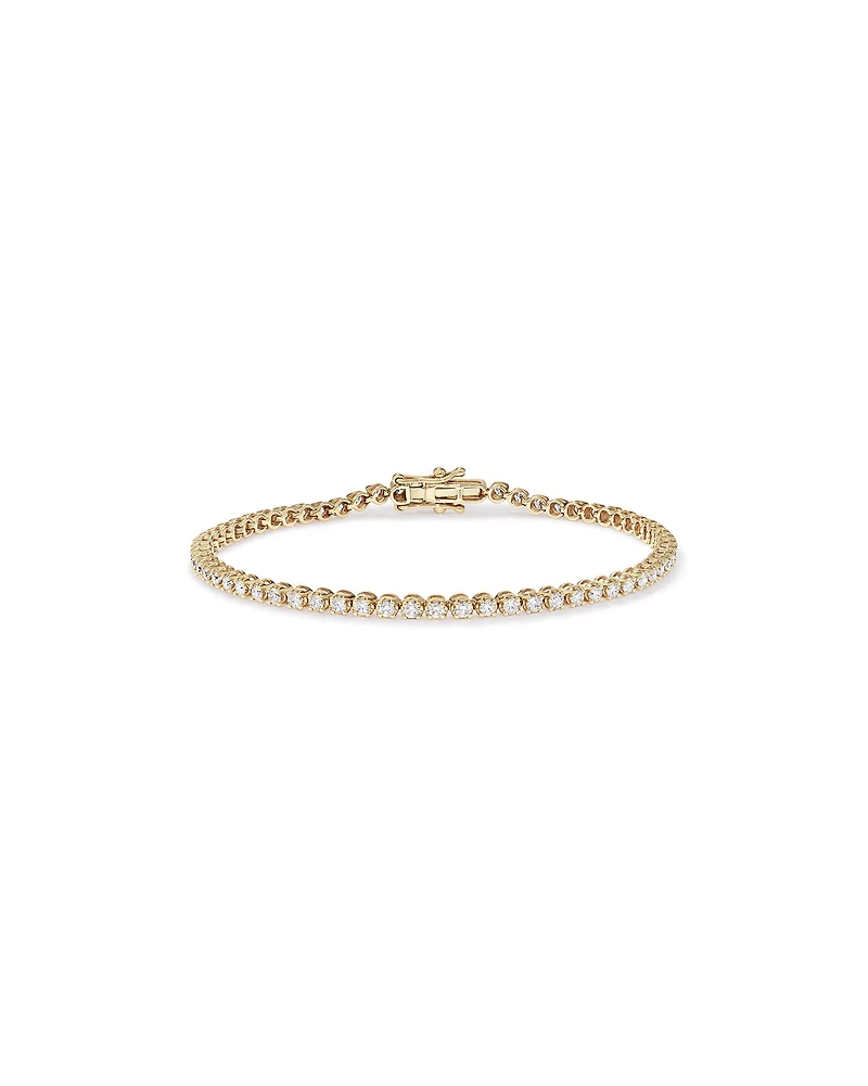 1,80 carat TW bracelet tennis avec diamants de laboratoire en or jaune 10 kt