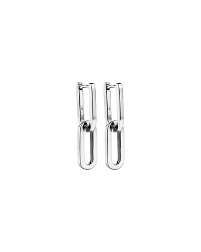 Paperclip Huggie Drop Earrings in Sterling Silver