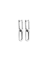 Paperclip Huggie Drop Earrings in Sterling Silver