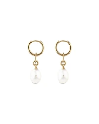 Drop Earrings with Cultured Freshwater Baroque Pearl in 10kt Yellow Gold