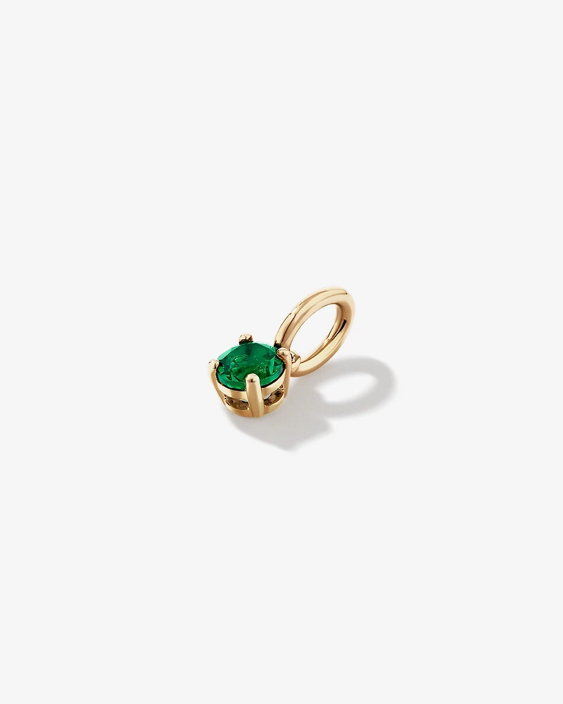 Created Round Green Emerald Birthstone Pendant in 10kt Yellow Gold