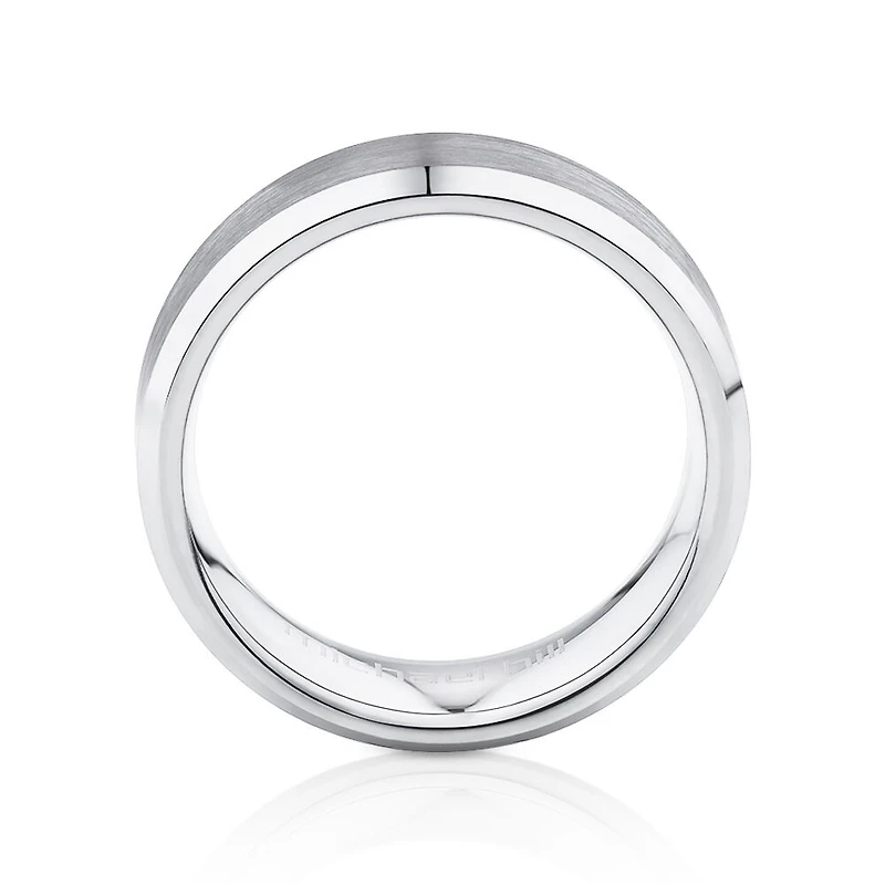 Bague en tungstène de saphir gris pour homme