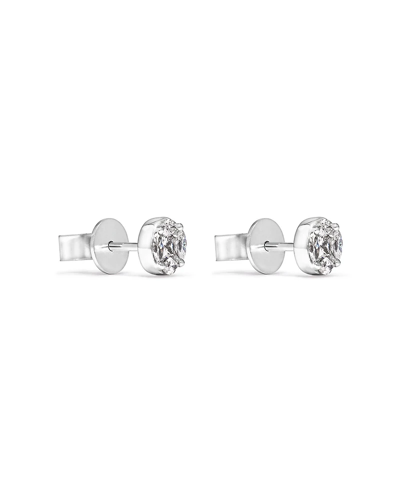 0.39 Carat TW Multistone Princess and Marquise Cut Diamond Stud Earrings in 10kt White Gold